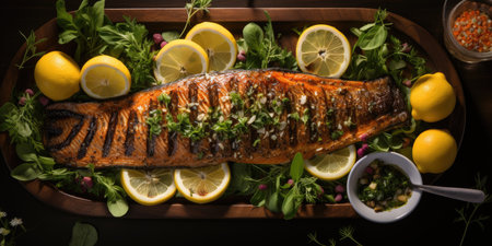 fried fish lemon professional studio food photography social media elegant fabric hot modern ad posterの素材