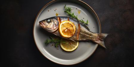 fried fish lemon professional studio food photography social media elegant fabric hot modern ad posterの素材