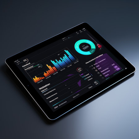 tablet mockup UI interface statistical graph diagram screen website presentation dashboard template posterの素材