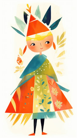 girl female fairytale character cartoon illustration fantasy cute drawing book art poster graphic wall art posterの素材