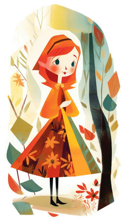 girl female fairytale character cartoon illustration fantasy cute drawing book art poster graphic wall art posterの素材
