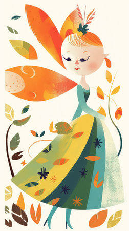 girl female fairytale character cartoon illustration fantasy cute drawing book art poster graphic wall art posterの素材