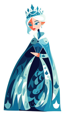 snow queen fairytale character cartoon illustration fantasy cute drawing book art poster graphic wall art posterの素材
