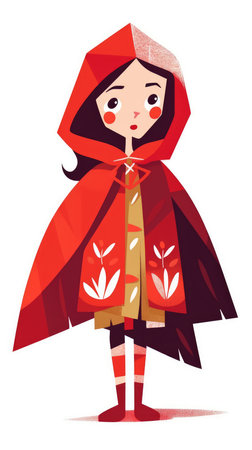 little red riding hood fairytale character cartoon illustration fantasy cute drawing book art poster graphic wall art posterの素材