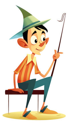 pinocchio fairytale character cartoon illustration fantasy cute drawing book art poster graphic wall art posterの素材