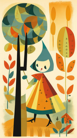 girl female fairytale character cartoon illustration fantasy cute drawing book art poster graphic wall art posterの素材
