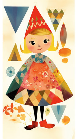 princess girl fairytale character cartoon illustration fantasy cute drawing book art poster graphic wall art posterの素材