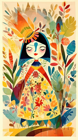 girl female fairytale character cartoon illustration fantasy cute drawing book art poster graphic wall art posterの素材