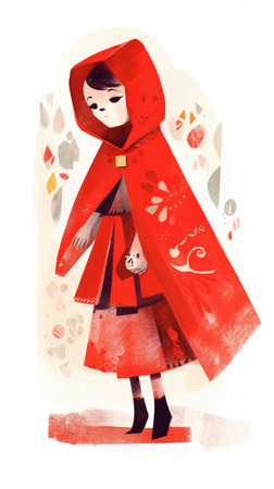 little red riding hood fairytale character cartoon illustration fantasy cute drawing book art poster graphic wall art posterの素材