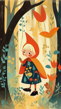 girl female fairytale character cartoon illustration fantasy cute drawing book art poster graphic wall art posterの素材