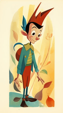 pinocchio fairytale character cartoon illustration fantasy cute drawing book art poster graphic wall art posterの素材