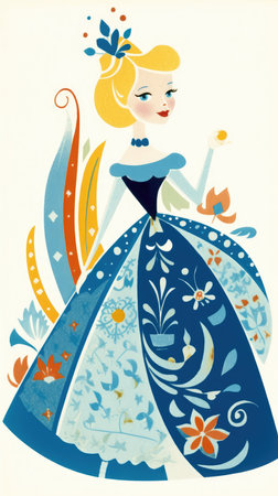 cinderella fairytale character cartoon illustration fantasy cute drawing book art poster graphic wall art posterの素材