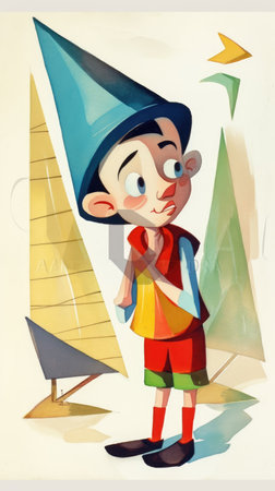 pinocchio fairytale character cartoon illustration fantasy cute drawing book art poster graphic wall art posterの素材