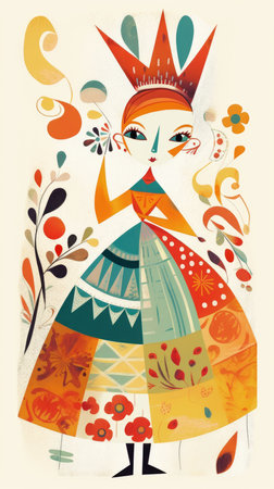 girl female fairytale character cartoon illustration fantasy cute drawing book art poster graphic wall art posterの素材