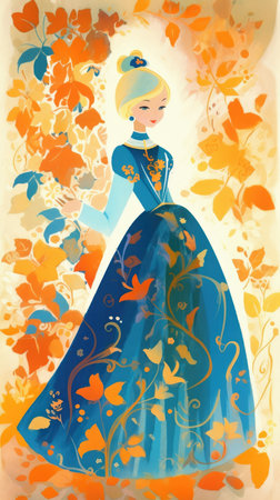 cinderella fairytale character cartoon illustration fantasy cute drawing book art poster graphic wall art posterの素材