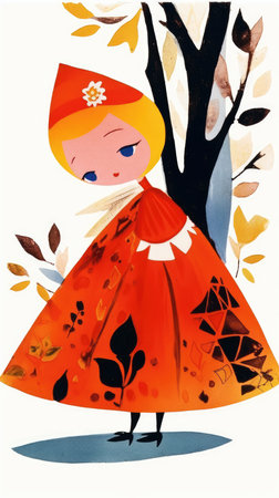 princess girl fairytale character cartoon illustration fantasy cute drawing book art poster graphic wall art posterの素材