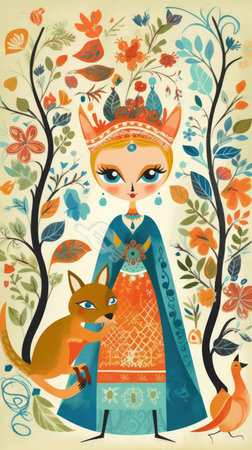 girl female fairytale character cartoon illustration fantasy cute drawing book art poster graphic wall art posterの素材