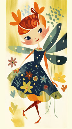 girl female fairytale character cartoon illustration fantasy cute drawing book art poster graphic wall art posterの素材