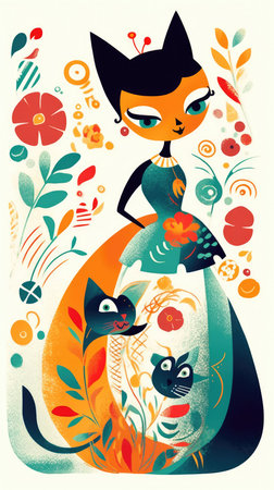 girl female fairytale character cartoon illustration fantasy cute drawing book art poster graphic wall art posterの素材
