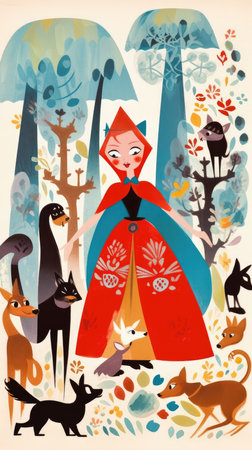 girl female fairytale character cartoon illustration fantasy cute drawing book art poster graphic wall art posterの素材