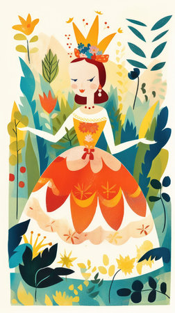 girl female fairytale character cartoon illustration fantasy cute drawing book art poster graphic wall art posterの素材