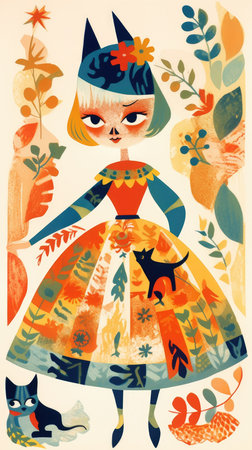 smiling monster fairytale character cartoon illustration fantasy cute drawing book art poster graphic wall art posterの素材