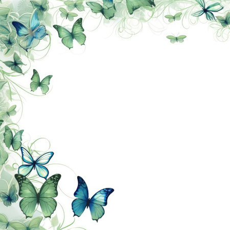 butterfly Floral frame greeting card scrapbooking watercolor gentle illustration border wedding romantic wall artの素材
