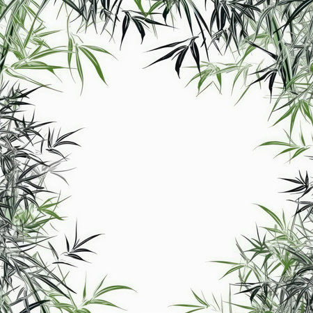 Bamboo Floral frame greeting card scrapbooking watercolor gentle illustration border wedding romantic wall artの素材