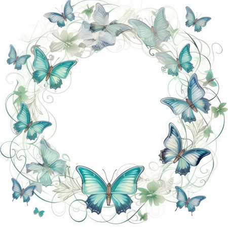 butterfly Floral frame greeting card scrapbooking watercolor gentle illustration border wedding romantic wall artの素材