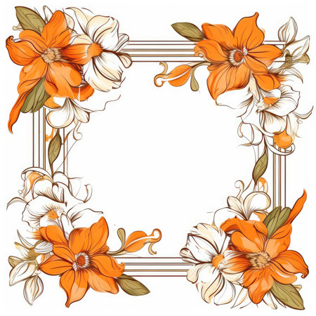 Floral frame greeting card scrapbooking watercolor gentle illustration border wedding romantic wall artの素材