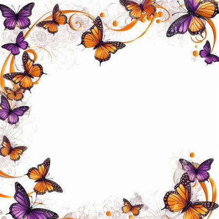 butterfly Floral frame greeting card scrapbooking watercolor gentle illustration border wedding romantic wall artの素材