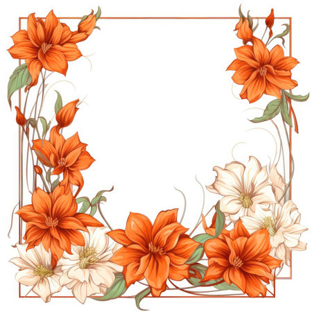 Floral frame greeting card scrapbooking watercolor gentle illustration border wedding romantic wall artの素材