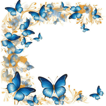 butterfly Floral frame greeting card scrapbooking watercolor gentle illustration border wedding romantic wall artの素材