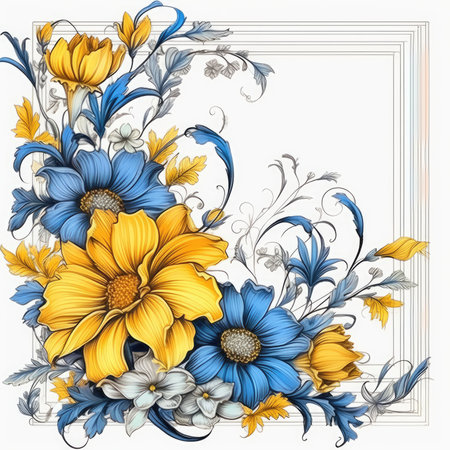 Floral frame greeting card scrapbooking watercolor gentle illustration border wedding romantic wall artの素材