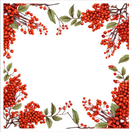 rowan red Floral frame greeting card scrapbooking watercolor gentle illustration border wedding romantic wall artの素材