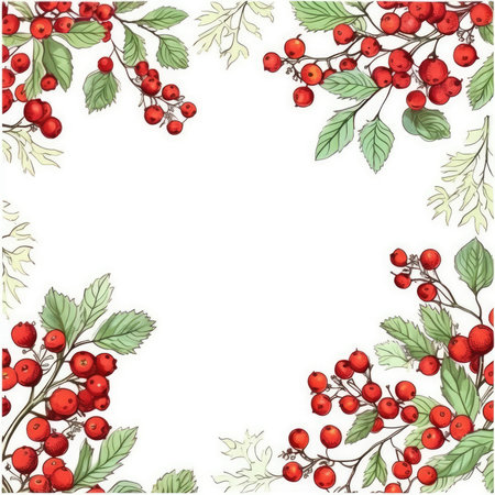 rowan red Floral frame greeting card scrapbooking watercolor gentle illustration border wedding romantic wall artの素材