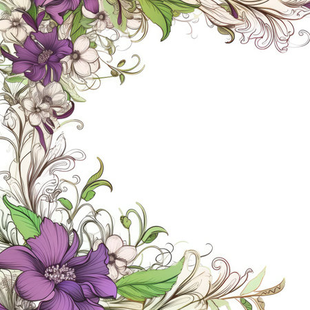 Floral frame greeting card scrapbooking watercolor gentle illustration border wedding romantic wall artの素材