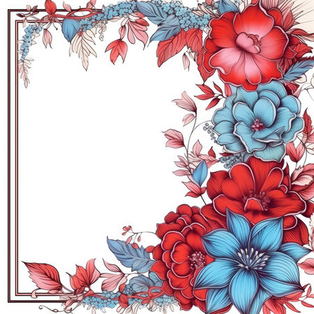 Floral frame greeting card scrapbooking watercolor gentle illustration border wedding romantic wall artの素材