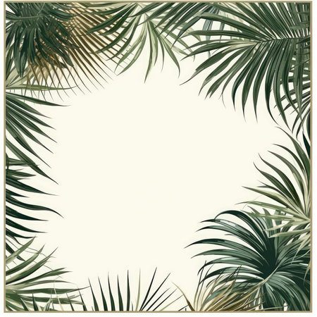 palm leaves Floral frame greeting card scrapbooking watercolor gentle illustration border wedding romantic wall artの素材