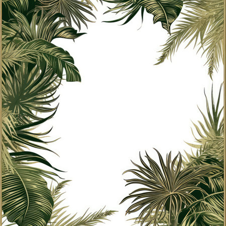 palm leaves Floral frame greeting card scrapbooking watercolor gentle illustration border wedding romantic wall artの素材