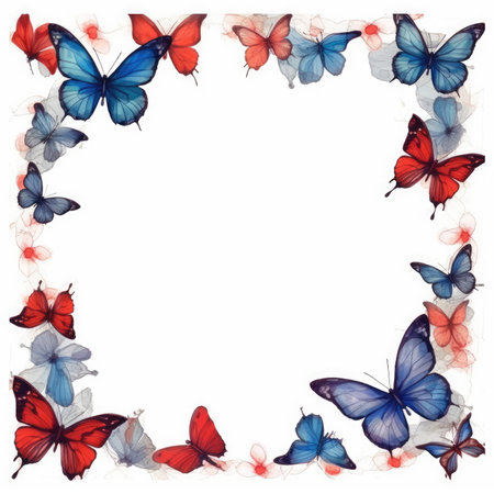 butterfly Floral frame greeting card scrapbooking watercolor gentle illustration border wedding romantic wall artの素材