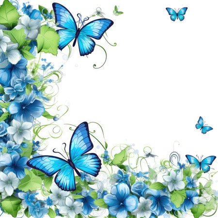 butterfly Floral frame greeting card scrapbooking watercolor gentle illustration border wedding romantic wall artの素材