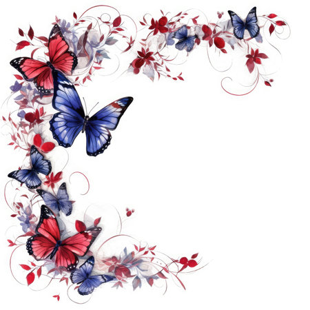 butterfly Floral frame greeting card scrapbooking watercolor gentle illustration border wedding romantic wall artの素材