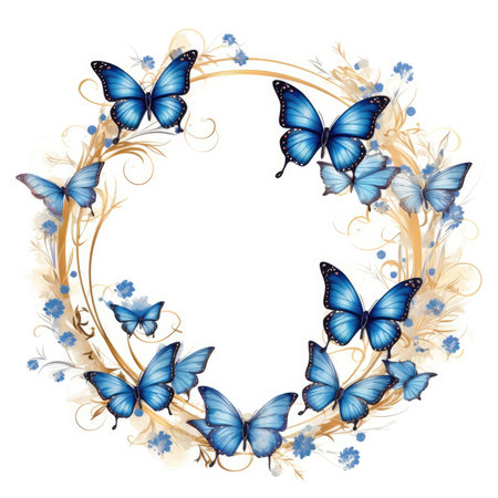 butterfly Floral frame greeting card scrapbooking watercolor gentle illustration border wedding romantic wall artの素材
