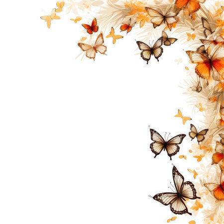 butterfly Floral frame greeting card scrapbooking watercolor gentle illustration border wedding romantic wall artの素材