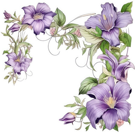 Floral frame greeting card scrapbooking watercolor gentle illustration border wedding romantic wall artの素材