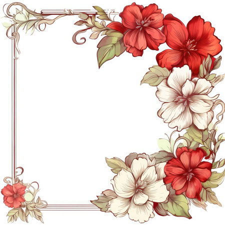 Floral frame greeting card scrapbooking watercolor gentle illustration border wedding romantic wall artの素材
