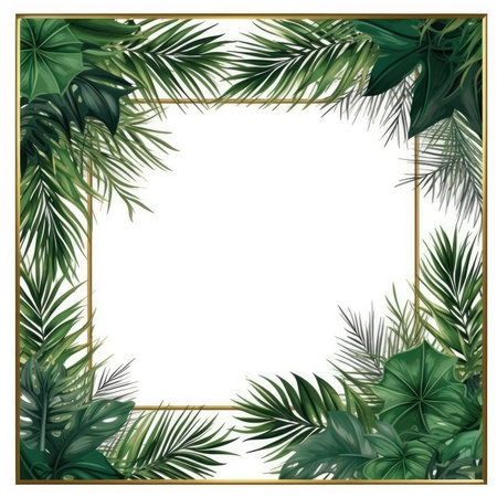 palm leaves Floral frame greeting card scrapbooking watercolor gentle illustration border wedding romantic wall artの素材