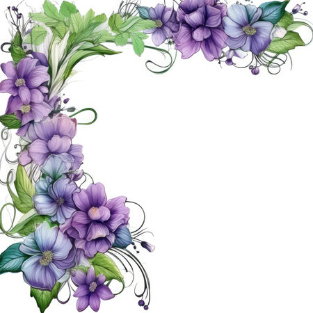 Floral frame greeting card scrapbooking watercolor gentle illustration border wedding romantic wall artの素材