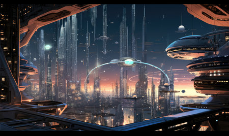 ghostpunk landscape city mystic poster alien steampunk wallpaper fantastic movie wall art posterの素材